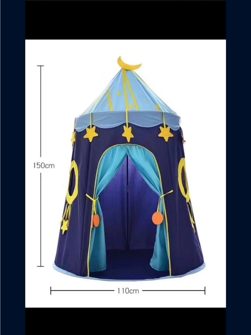 POP UP TENT - Star & Moon Kids Play Tent - 59” tall